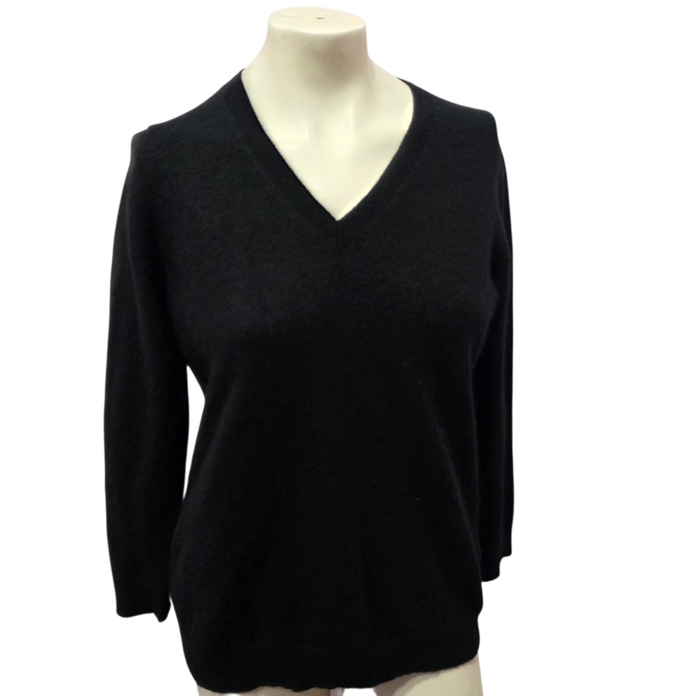 Charter Club 100% Cashmere Black V Neck Sweater Women's 1X Luxury Soft Knit